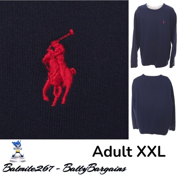 Polo Ralph Lauren Men's 2XL Navy Crew Neck PONY Pullover Sweatshirt Never Worn - Picture 1 of 11